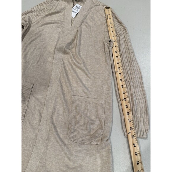 NEW INC Ribbed Duster Cardigan Womens Medium Open Front Sweater Pockets Travel - Picture 6 of 8